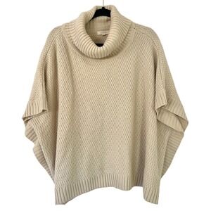ILLA‎ ILLA Women's Beige Turtleneck Poncho Sweater Knit Small